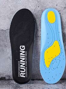 1 Par Plantillas Deportivas Para Zapatillas De Correr, Amortiguación Y Absorción De Impactos - Negro - Ver 1