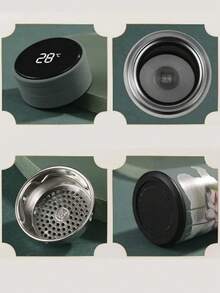 1 pieza Termo de acero inoxidable de 500ml con diseño de grulla, montaña y loto estilo pintura china, con pantalla de temperatura y función de taza inteligente - Verde Oliva - Ver 8