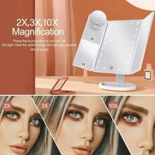Portable LED Makeup Mirror With 1x2x3 Magnification, Touch Control, And Dual Power Supply - Perfect For Women On The Go Complimentary X10 Magnification Small Circular Mirror Mirror Set
