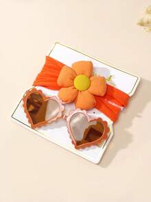 女孩可爱时尚眼镜和头带套装，包括花朵时尚眼镜和镂空蝴蝶头带