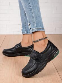 秋冬大尺碼黑色厚底增高休閒舒適厚底運動鞋通勤、工作、學生、徒步