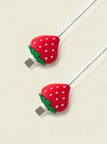 2 miếng bảo vệ cáp dữ liệu, tương thích với cáp sạc Apple để tránh uốn cong và quấn bộ bảo vệ bộ sạc - Đỏ - Xem 2