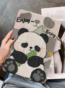 三折式熊貓印花平板保護套，帶筆插，360度旋轉式保護套，可摺疊式支架，11英寸，適用於Apple iPad 8/iPad 9/Air 10.5英寸/Pro 11英寸/2021/10.2英寸iPad mini 6，亞克力，抗彎曲 - 彩色 - 查看 7