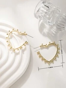 1 Pair Of Fashionable And Simple Colorful Geometric Love Metal Earrings Suitable For Daily Wear By Women - Love - View 6