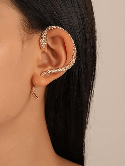 1 Pieza Pendientes Vintage de Gancho para la Oreja con Diseño de Serpiente Enrollada, Joyería Gótica de Clip para Mujer