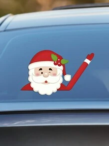 1 件聖誕老人和雪人形狀汽車鏡和門貼,聖誕裝飾