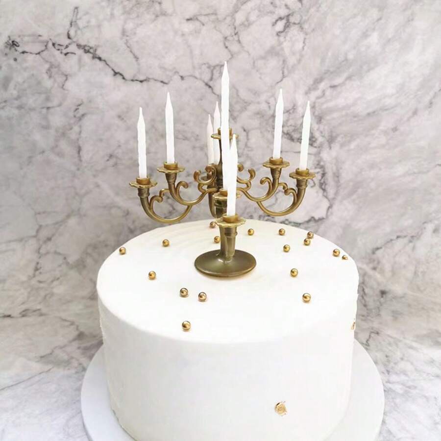 1pc Antique Bronze Cake Decorative Ornament For Retro Style Cake Stand Or Romantic Table Decoration With Candle Holder - bronze - View 1