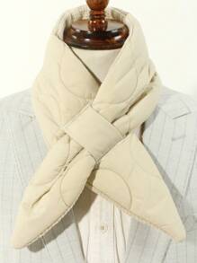 1 件男士時尚純色加厚護頸保暖羽絨圍巾,適合秋冬日常穿著 - 米色 - 查看 1