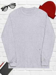 Playera Hombre Básica Manga Larga 100% Algodón Colores - Gris Claro - Ver 2
