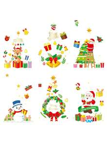 1 套玻璃窗聖誕窗貼,雙面聖誕窗貼聖誕樹窗貼聖誕老人窗貼花聖誕裝飾兒童室內家庭派對車,防靜電 - 彩色 - 查看 5