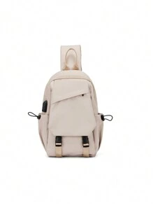 單肩包男士錢包斜挎包小肩背包旅行胸包信使包男女兼用臀包腰包胸包學生書包商務禮物丈夫父親禮物情人節禮物男士必備 - 卡其色 - 查看 2