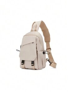 單肩包男士錢包斜挎包小肩背包旅行胸包信使包男女兼用臀包腰包胸包學生書包商務禮物丈夫父親禮物情人節禮物男士必備 - 卡其色 - 查看 4