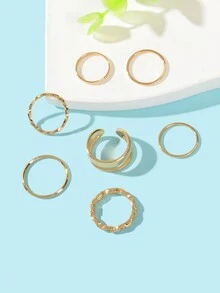 7pcs Minimalist Gold Silver Knuckle Stackable Snake Finger Midi Rings set Party Decoration for Women - set of rings - View 11