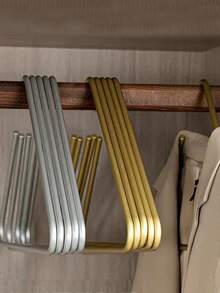 1pc Triangle Clothes Hangers Solid Trousers Organizer Coat Scarf Sling Top Drying Storage Racks Wardrobe Creative Hangers Metal - Silver - View 2