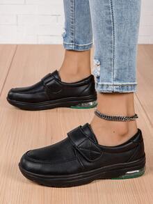 秋冬大尺碼黑色厚底增高休閒舒適厚底運動鞋通勤、工作、學生、徒步