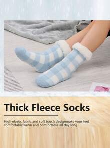 Mùa Đông Nam & Của phụ nữ Ấm áp Lông cừu san hô In Trong nhà Giày ống , Và Im lặng Dép đi trong nhà Đối với Yoga - Màu xanh nhạt - Xem 4