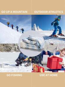 Mùa Đông Nam & Của phụ nữ Ấm áp Lông cừu san hô In Trong nhà Giày ống , Và Im lặng Dép đi trong nhà Đối với Yoga - Màu xanh nhạt - Xem 3