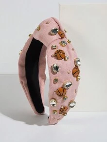 1件女士籃球飾品，寶石裝飾運動頭帶