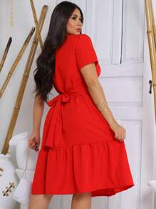 Women Dresses - 紅色 - 查看 3