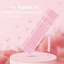 117鍵定制pbt鍵帽套裝,雙射出oem配列,適用於61/68/87/98/100/104鍵全尺寸,tkl 60%,cherry Mx Gateron Kailh Outemu交錯型開關,美式佈局機械鍵盤diy - 粉色 - 查看 2
