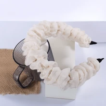 女士網狀和褶皺髮帶,時尚防滑髮箍,適合日常佩戴