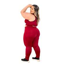 Conjunto De Gimnasio Plus Size Fitness Leggings Y Top De Gimnasia. - Rojo - Ver 2