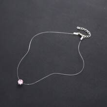 1pc Transparent Fishing Line Chain Statement Necklace With Cubic Zirconia - Solitaire - View 12