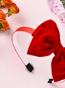1件可愛時尚紅色蝴蝶結發帶,適用於女孩日常使用 - 紅色 - 查看 4