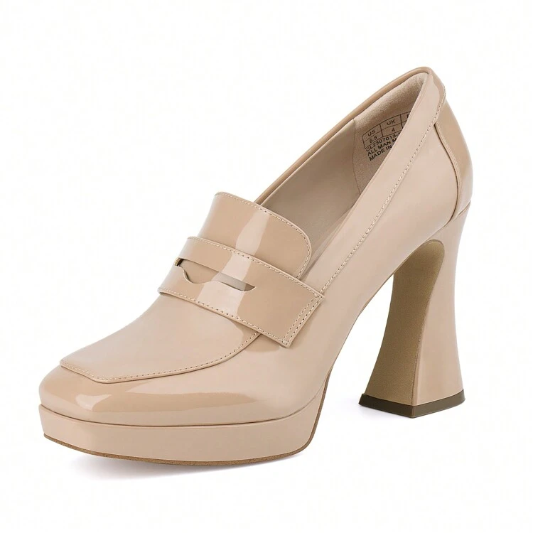 JENN ARDOR Women s Platform Loafer Heels Square Closed Toe Chunky Block High Penny Loafers Pumps Elegant Comfort Casual Slip On Wedding Dress Shoes SHEIN USA