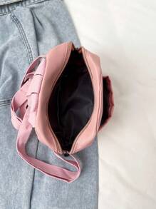 1只純色尼龍布時尚極簡多功能迷你背包 - 粉色 - 查看 5