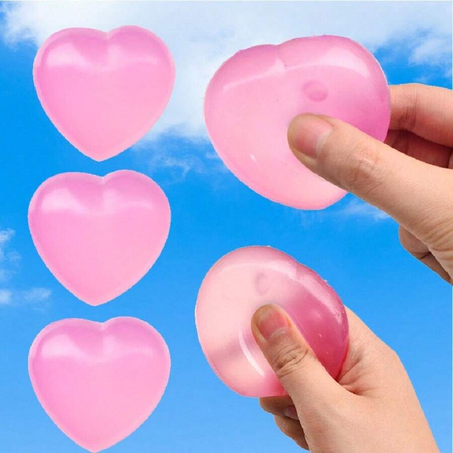 1pc Candy Colored Heart Shaped, Light Sensitive Color-Changing, Creative Squeeze, Stretch, Decompression Toy, Valentine's Day Gift - White - View 1
