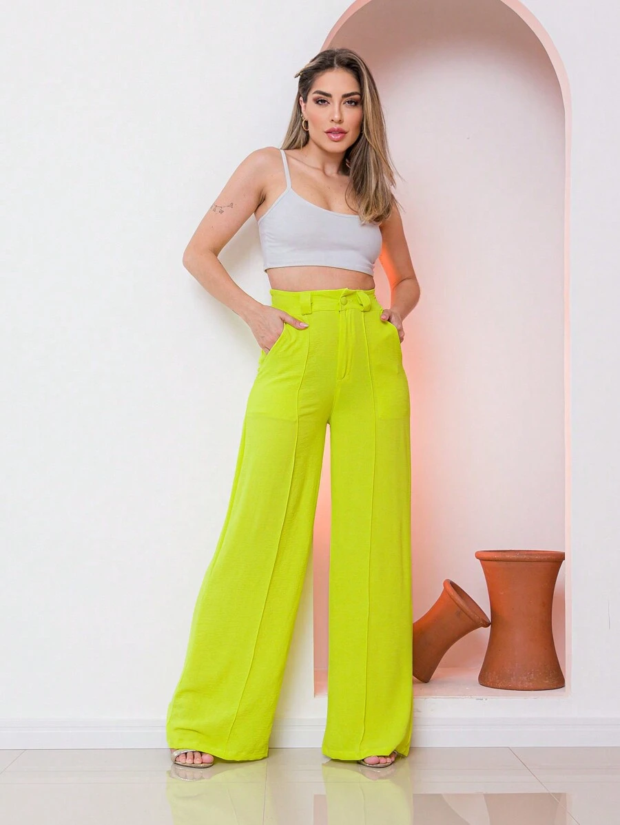 Women Pants - 青檸色 - 查看 1