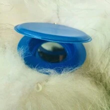Fashionable Pu Makeup Mirror With Keychain, Double-Sided Foldable Mirror, Fur Ball Bag Pendant - Blue - View 4