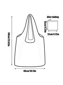 1pc Cute Big Capacity Strawberry Pattern Foldable Portable Shopping Bag, Handbag - Royal Blue - View 2