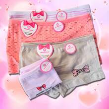 Girls' Boxers, Set Of 6 Boxer Briefs For Girls With Stripes, Bows And Solid Colors. - Multicolor - View 4