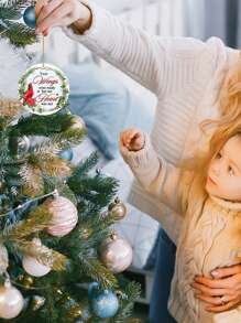 1入組8cm*8cm單面圓形亞克力吊墜,掛有金繩與紅冠鳥頭設計圖案,標語為'你的翅膀已經準備好了,但我的心還沒有',用於聖誕樹裝飾,是聖誕節假期家庭派對的理想禮物 - 彩色 - 查看 7