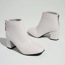 Của phụ nữ Dày Giày cao gót Giày ống , 2023 Hàng mới đến , Gầy Phong cách , Mùa Đông & Mùa thu - trắng - Xem 2