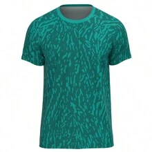 男款全印花運動t恤,適用於健身運動服裝 - 綠色 - 查看 1