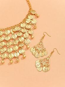 2 cái/bộ Của phụ nữ Kim loại Màu vàng Hình người Hoa tai Dây chuyền , Thích hợp Đối với Trưởng thành Và Gợi cảm Đồ trang trí , Đối với Lễ hội Các bữa tiệc , , Và Món quà - Vàng - Xem 3