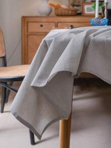 1pc Fashionable Simple Grey Silver-Thread Tablecloth - Multicolor - View 7