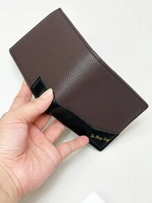 新品荔枝紋短款橫式男士包,具有拉鍊的大容量商務錢包,多個卡槽 - 咖啡棕 - 查看 3