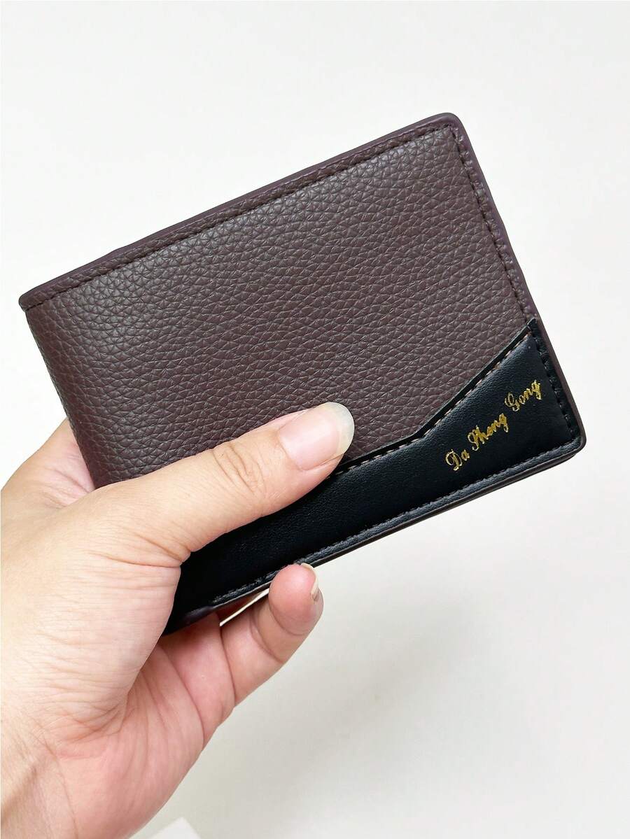 新品荔枝紋短款橫式男士包,具有拉鍊的大容量商務錢包,多個卡槽 - 咖啡棕 - 查看 1