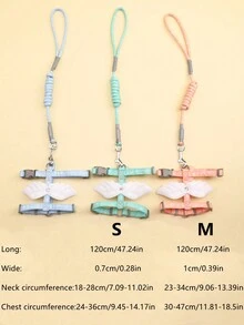 1pc Pet Chest And Back Strap Set For Small Dogs And Cats, Cartoon Wing Shaped, Personalized Traction Rope For Cats And Dogs Walking - Green - View 2