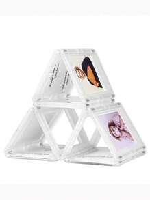 1個創意磁性照片展示架,適用於桌面裝飾,與正方形相框,磁性膠片,照片的積木和冰箱磁鐵相容 - 無色 - 查看 4
