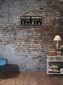 1pc Please Remove Your Shoes Sign - Funny Shoes Off Sign For Front Door Home Wooden Welcome Sign Plaque - Multicolor - View 5