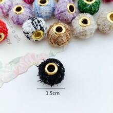 10入組彩色格子布樣大孔珠子,diy珠寶製作用品 - 毛球珠子 - 查看 9