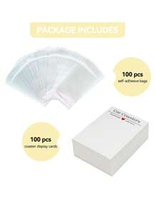 100 Pieces Coasters Display Cards Car Coaster Packaging For Selling Sublimation Car Coasters Cards With 100Pcs Bags (3.9 * 2.9 Inch) - White - View 3