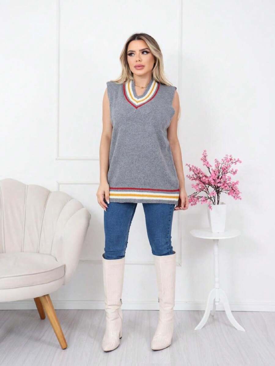 Women Sweater Vests - 軍綠色 - 查看 1