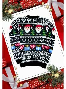 Sueter feo de hombre para Navidad Santa Claus - Negro - Ver 2