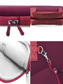 Elastic Laptop Sleeve 12.9-13 Inch Briefcase, Waterproof Laptop Carrying Bag With Handle And Small Case,Multiple Colour - Burgundy - View 5
